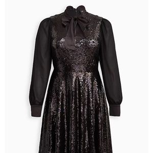 Torrid SYLVIA MOLLIE MINI DRESS - MESH SEQUIN BLACK